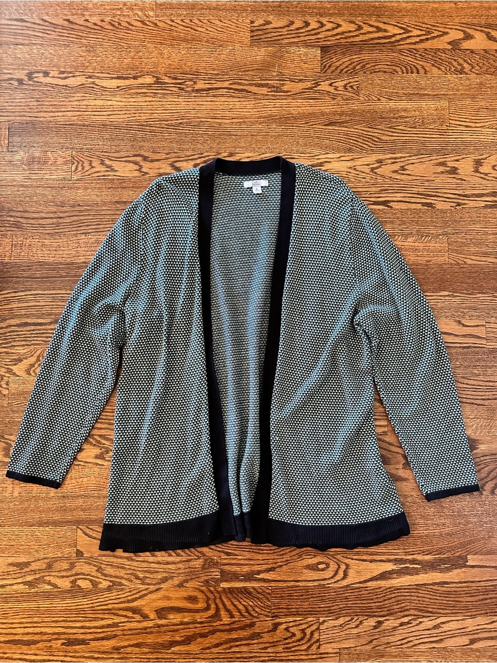 Croft & Barrow Black and White Open-Front Knit Cardigan